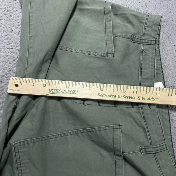 Pistola Pants Womens 30 Green Twill Wide Leg Utility Button Fly Casual Ankle - Picture 3 of 7